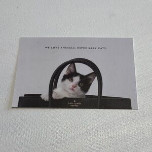 kate spade Black Handbag Ad Card with Black-and-White Cat postcard